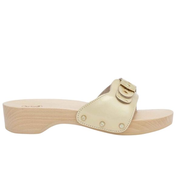 SCHOLL Pescura Clogs Women Size 9 WOOD Sandals Leather Sandals EU 40